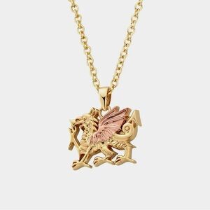 ✨ Never Worn! Clogau 9ct Solid Yellow & Rose Gold Welsh Dragon Pendant Necklace